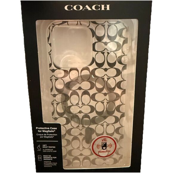 Coach iPhone 15 Pro Max MagSafe Protective Case Signature C  Black Grey Ombré - Picture 1 of 3